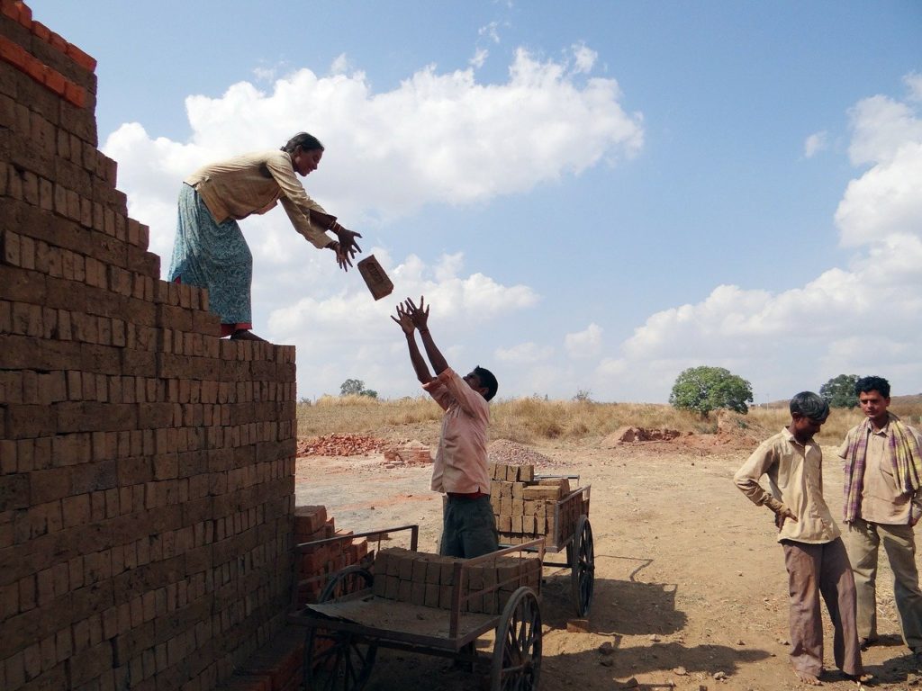 workers, country-side, brick-laying